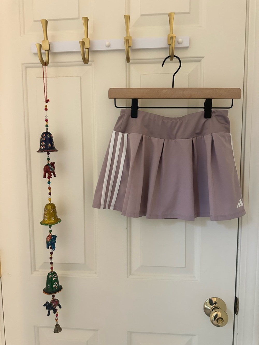adidas mauve Pleated Tennis Skort with White Stripes